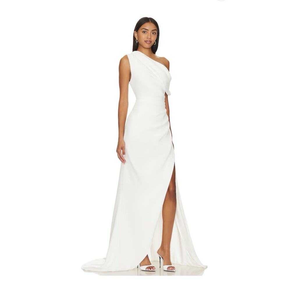 ELLIATT Isadora Ivory One Shoulder Women’s M Bridal Gown Maxi Dress - Picture 2 of 15